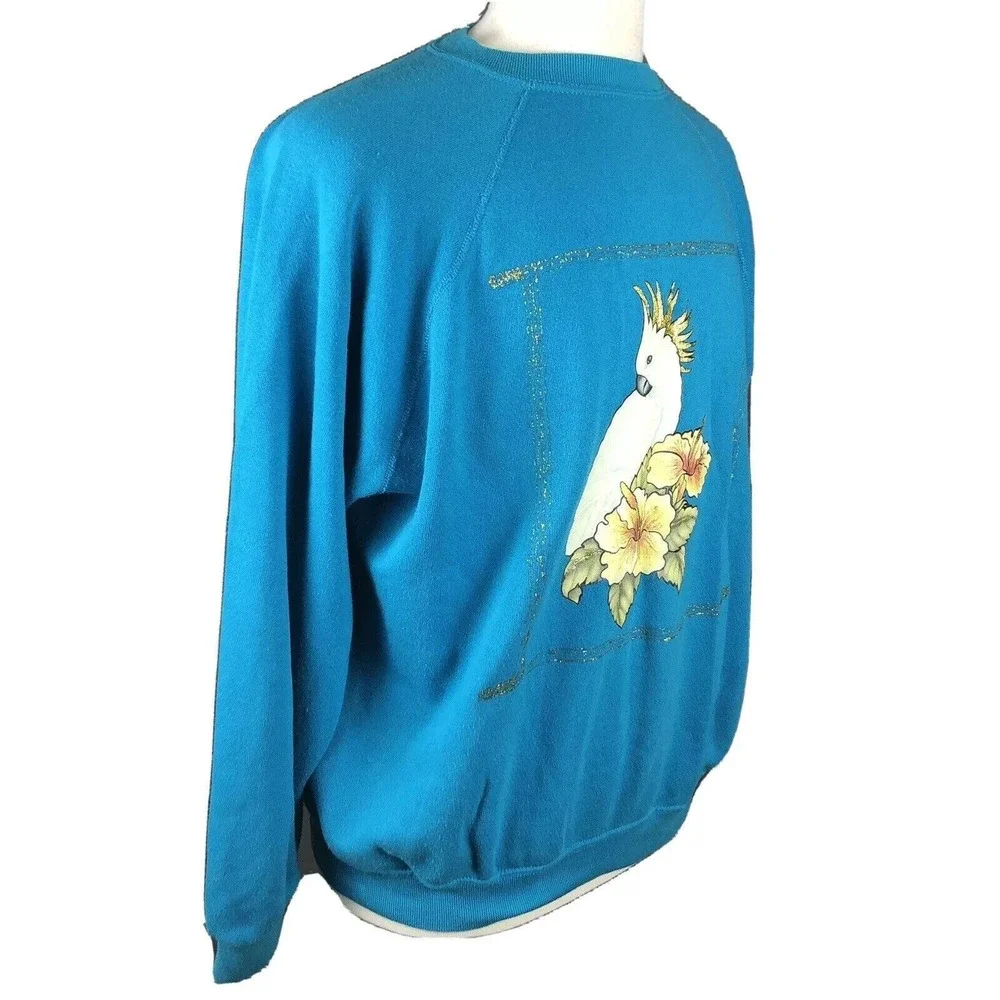 Cockatiel‎ Bird Vintage 80s Avian Sweatshirt 2XL Sweats USA Ugly Sweater Shirt